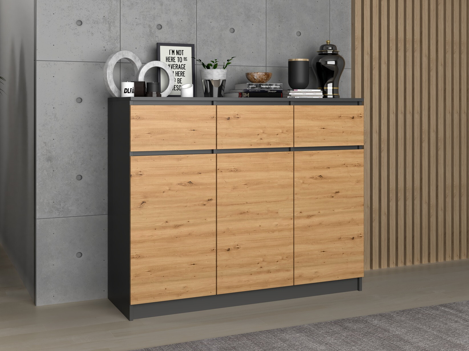 Cómoda Elbvelu 115 (Antracite + Carvalho Artisan)