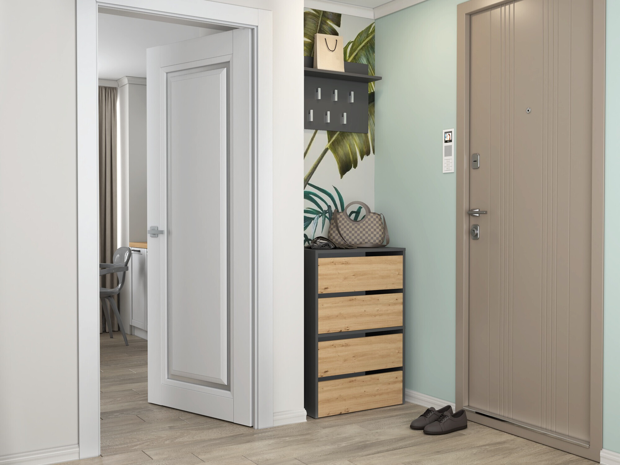 Sapateira Mandeville 223 (Antracite + Carvalho Artisan)