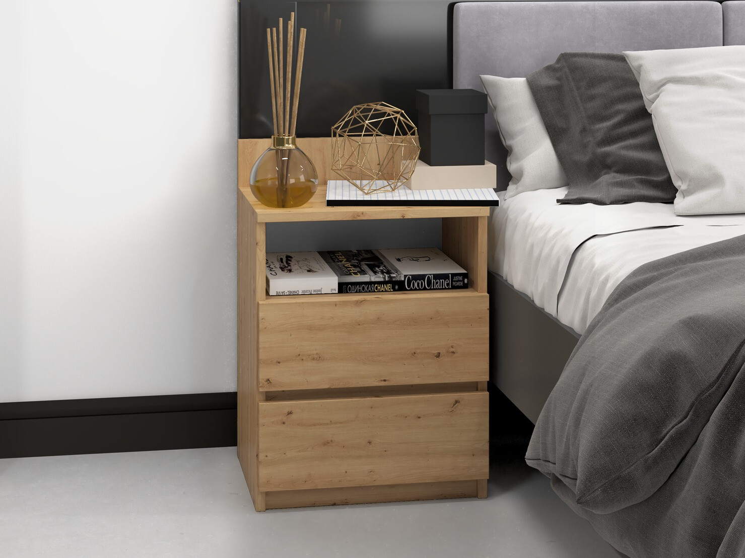 Mesa de cabeceira Elbvelu 119 (Carvalho Artisan)