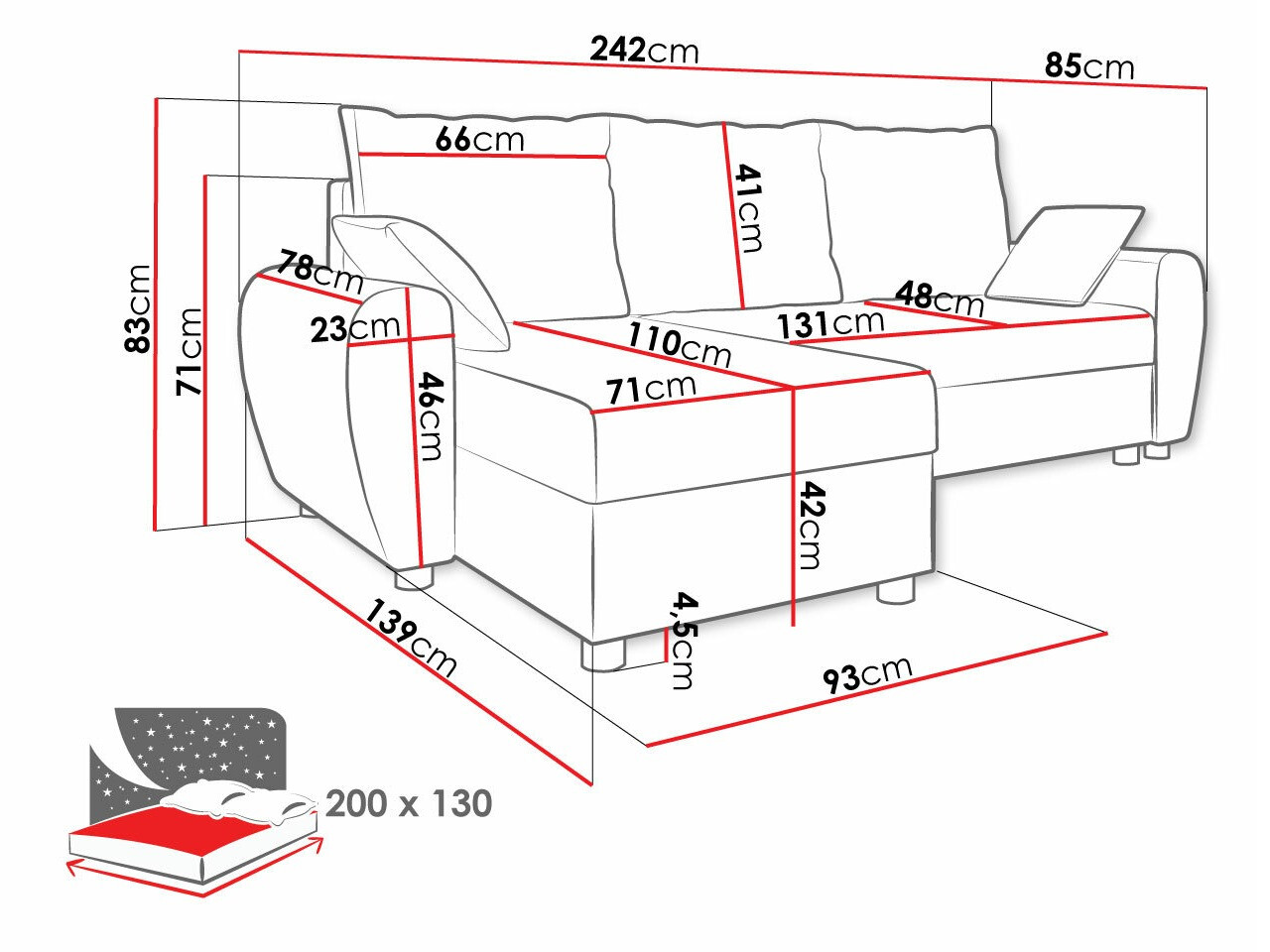 Sofá de canto Memphis 123 (Poso 100)
