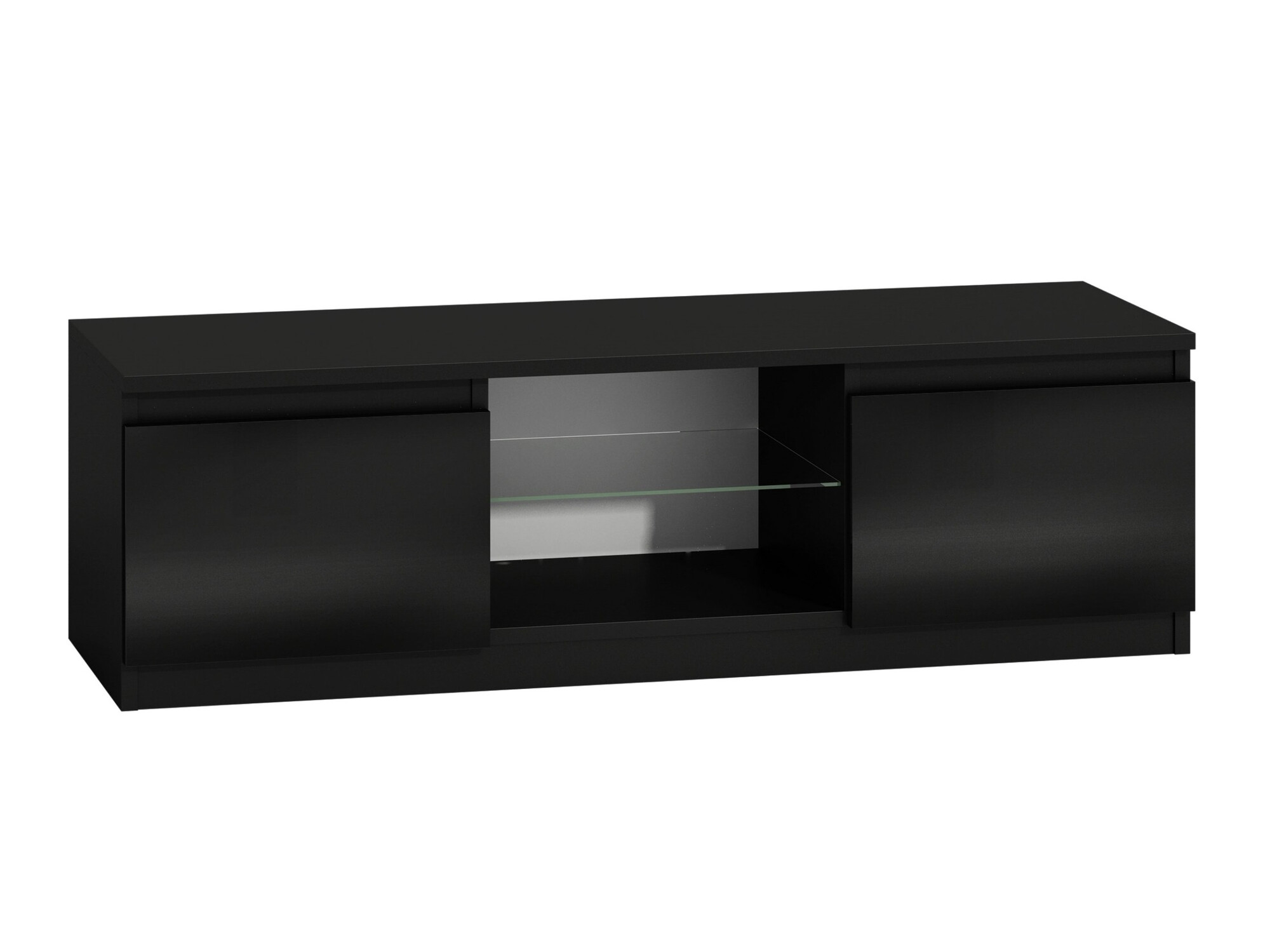 Móvel de TV Elbvelu 124 (Preto + Preto brilhante)