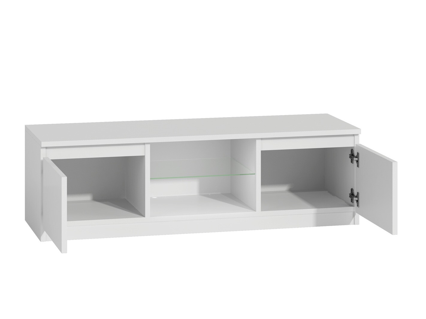 Móvel de TV Elbvelu 126 (Branco + Branco brilhante)