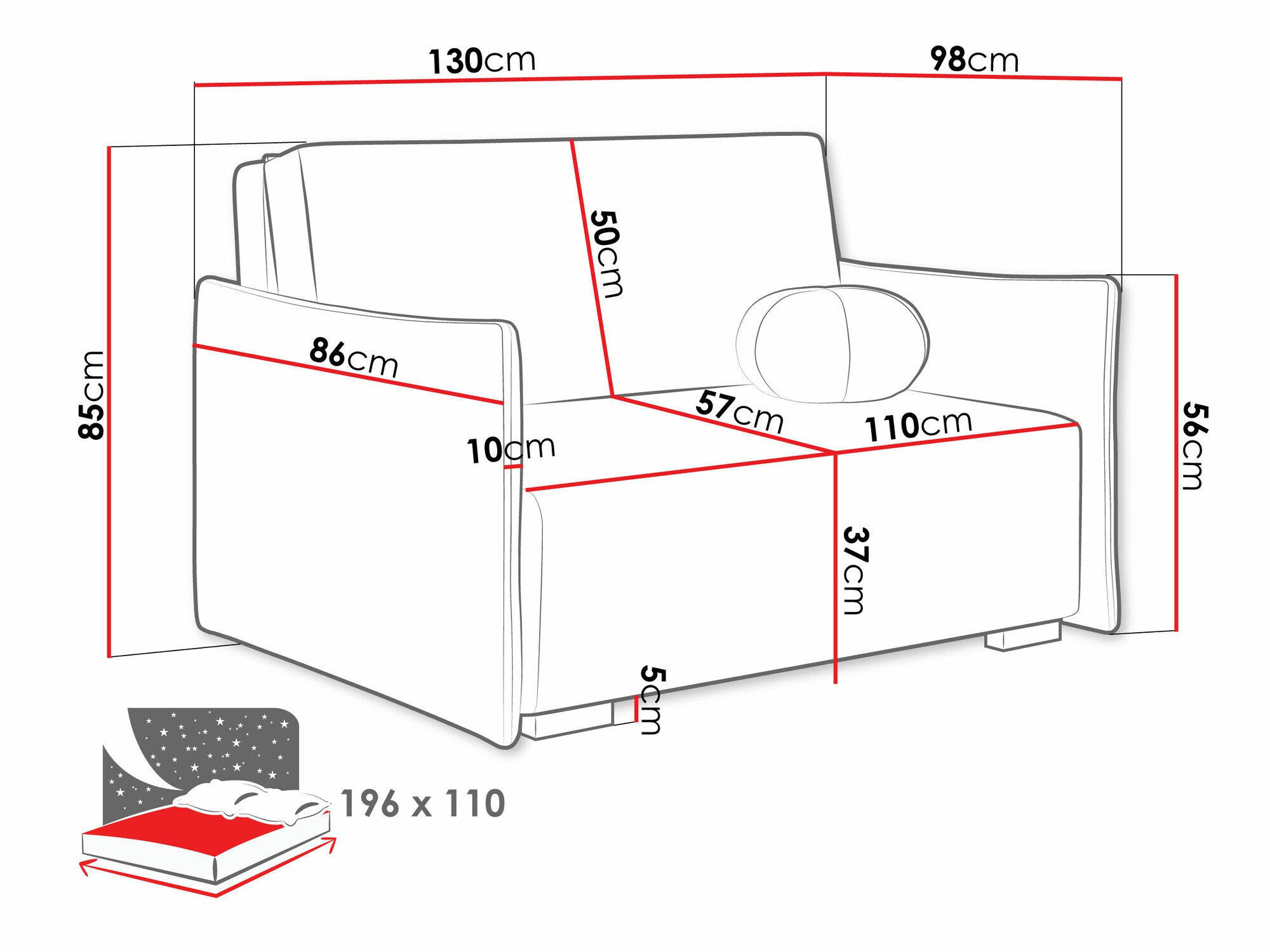 Sofá cama Columbus 221 (Stark 378)