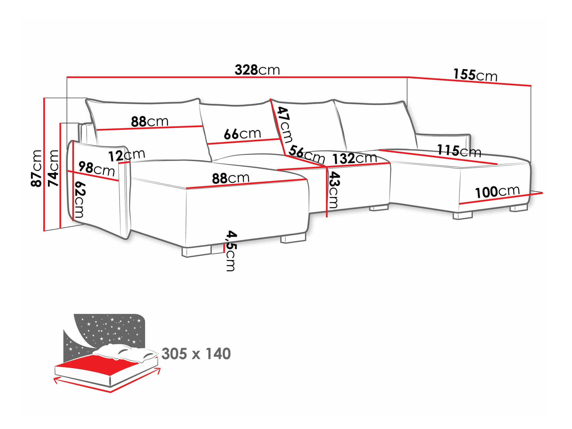 Sofá de canto Columbus 218 (Stark 371)
