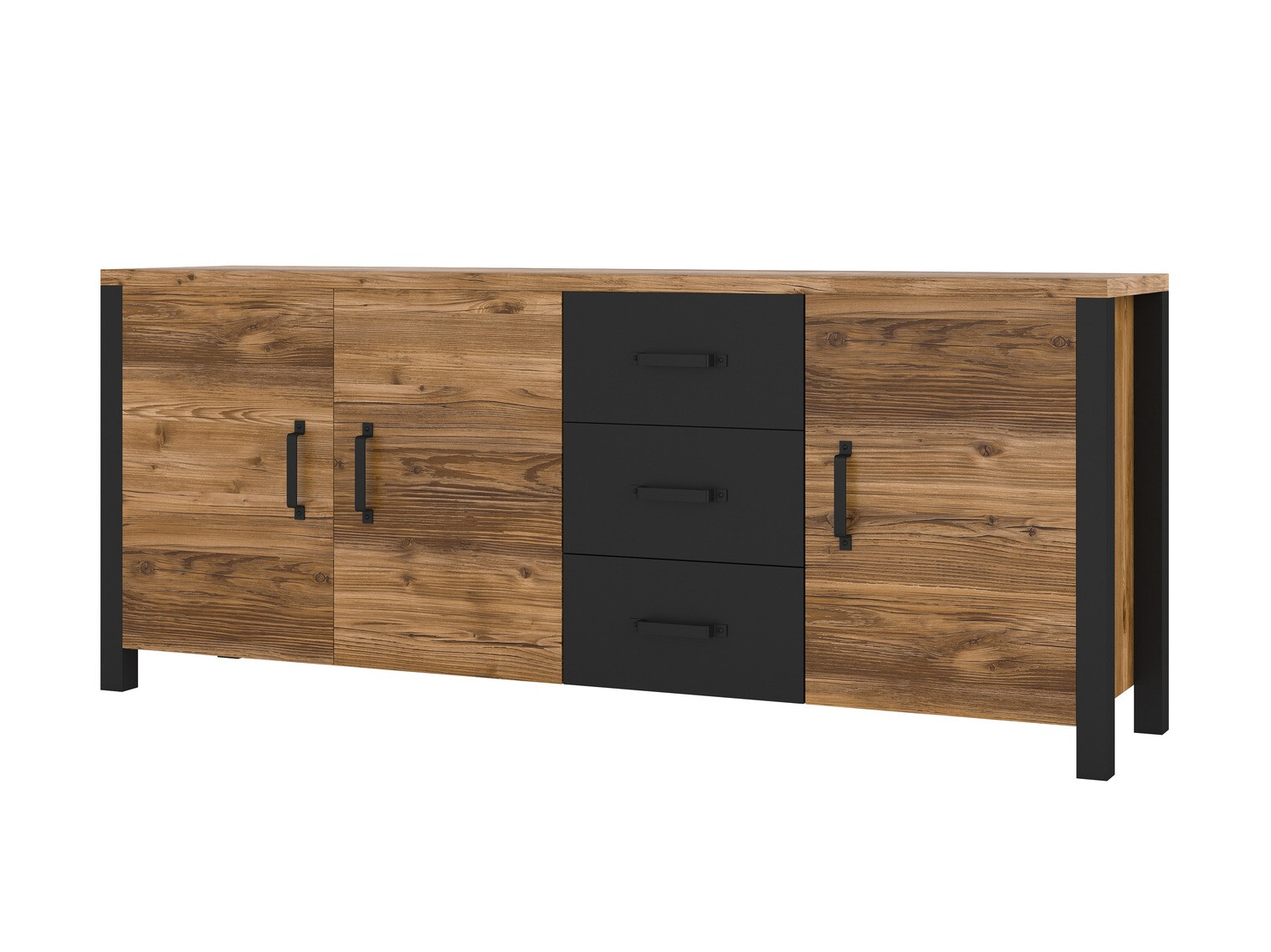 Cómoda Tornua 106 (Abeto escuro + Preto mate)