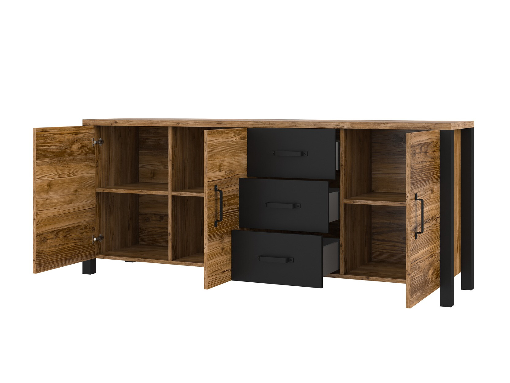 Cómoda Tornua 106 (Abeto escuro + Preto mate)