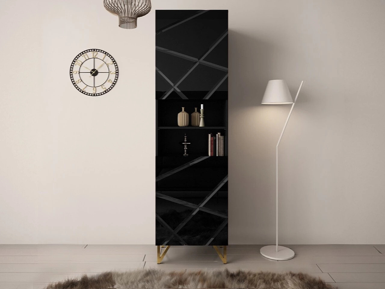 Estante Mavmave 105 (Preto + Preto brilhante)