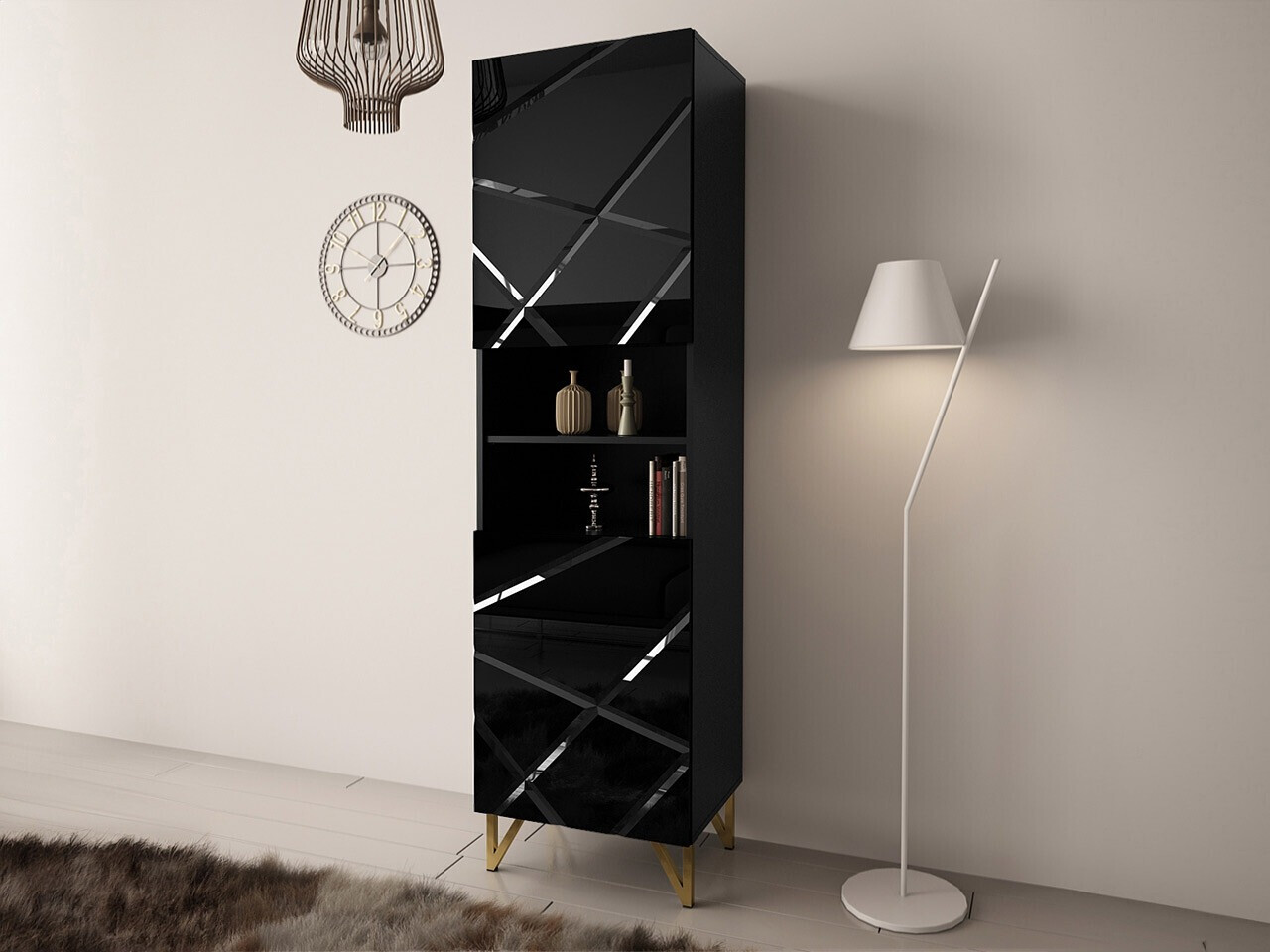 Estante Mavmave 105 (Preto + Preto brilhante)