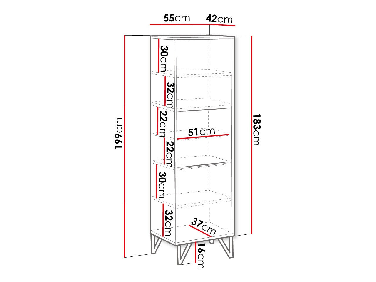 Estante Mavmave 105 (Preto + Preto brilhante)