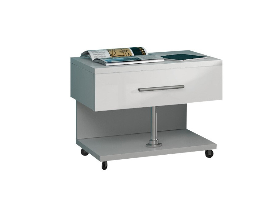 Mesa de cabeceira Campus (Branco + Branco brilhante)