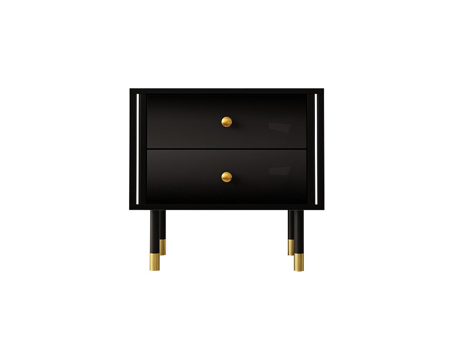 Mesa de cabeceira Merced 113 (Preto + Preto brilhante)
