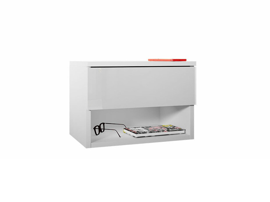 Mesa de cabeceira Papilix (Branco + Branco brilhante)