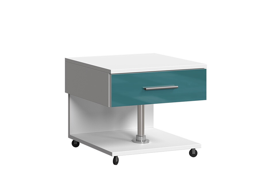 Mesa de cabeceira Salmere 103 (Branco + Brilhante Turquesa)