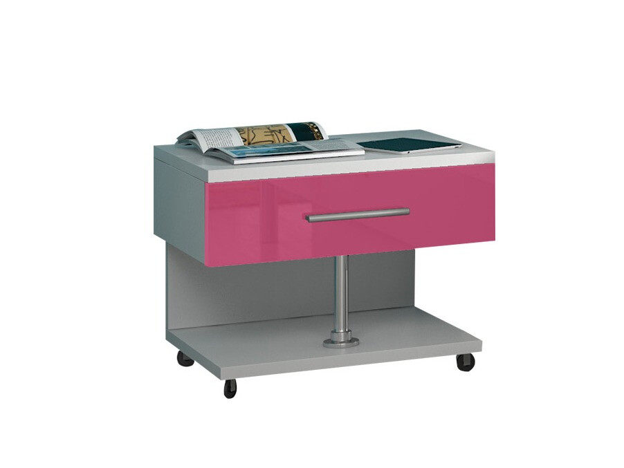 Mesa de cabeceira Salmere 103 (Branco + Cor-de-rosa brilhante)