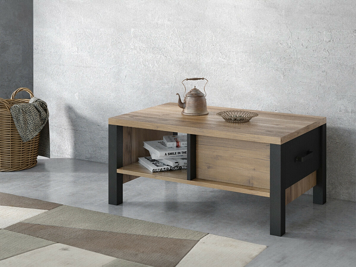 Mesa de centro Tornua 107 (Abeto escuro + Preto matte)