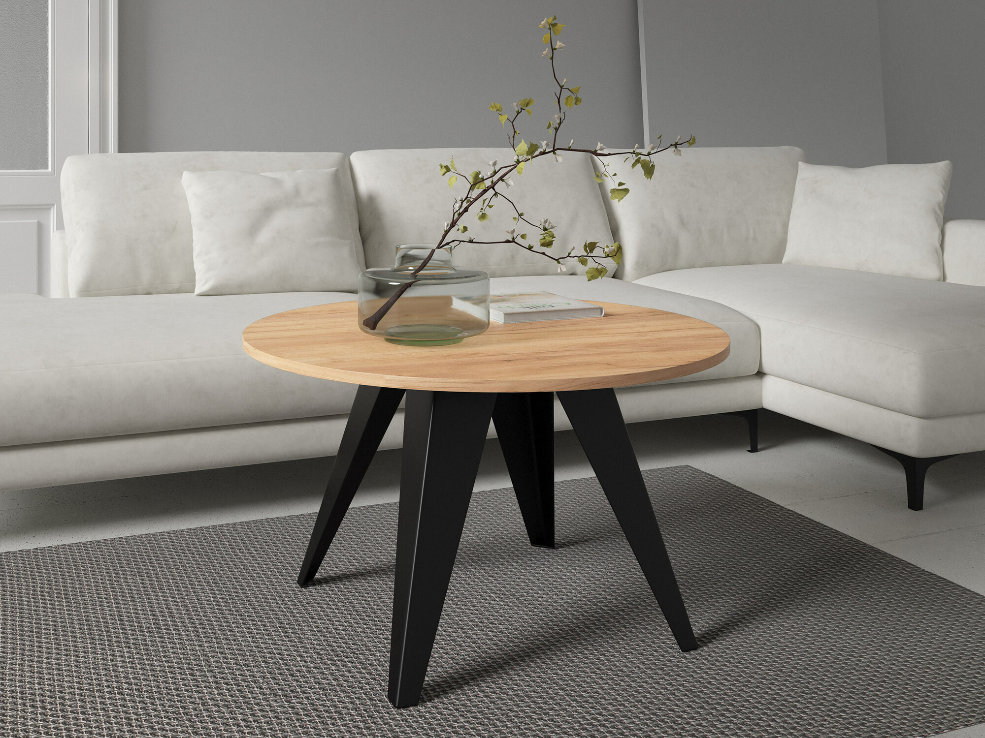 Mesa de centro Oswego 116 (Preto + Craft de carvalho dourado)