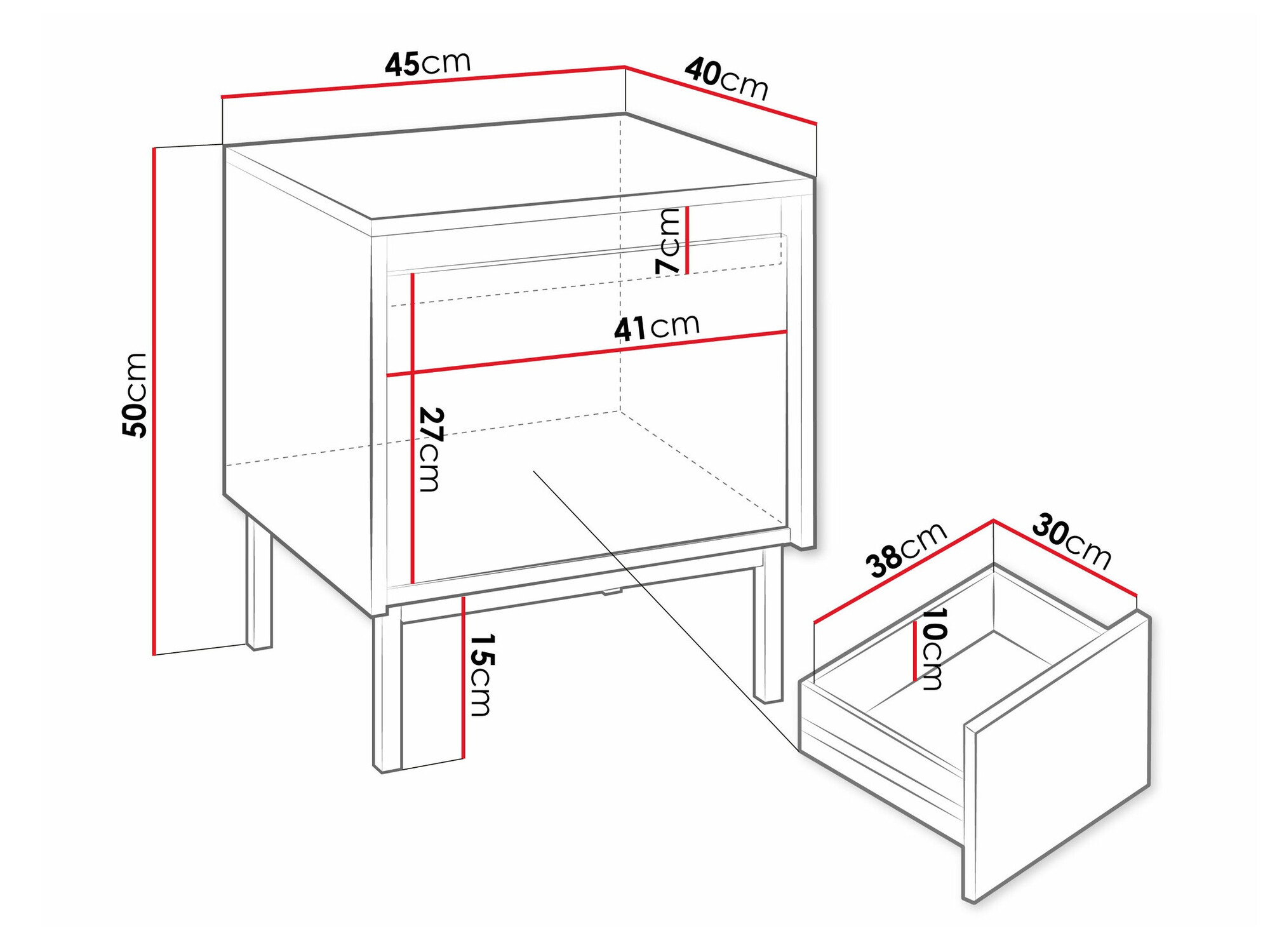Mesa de cabeceira Comfivo Delruva 105 (Branco)