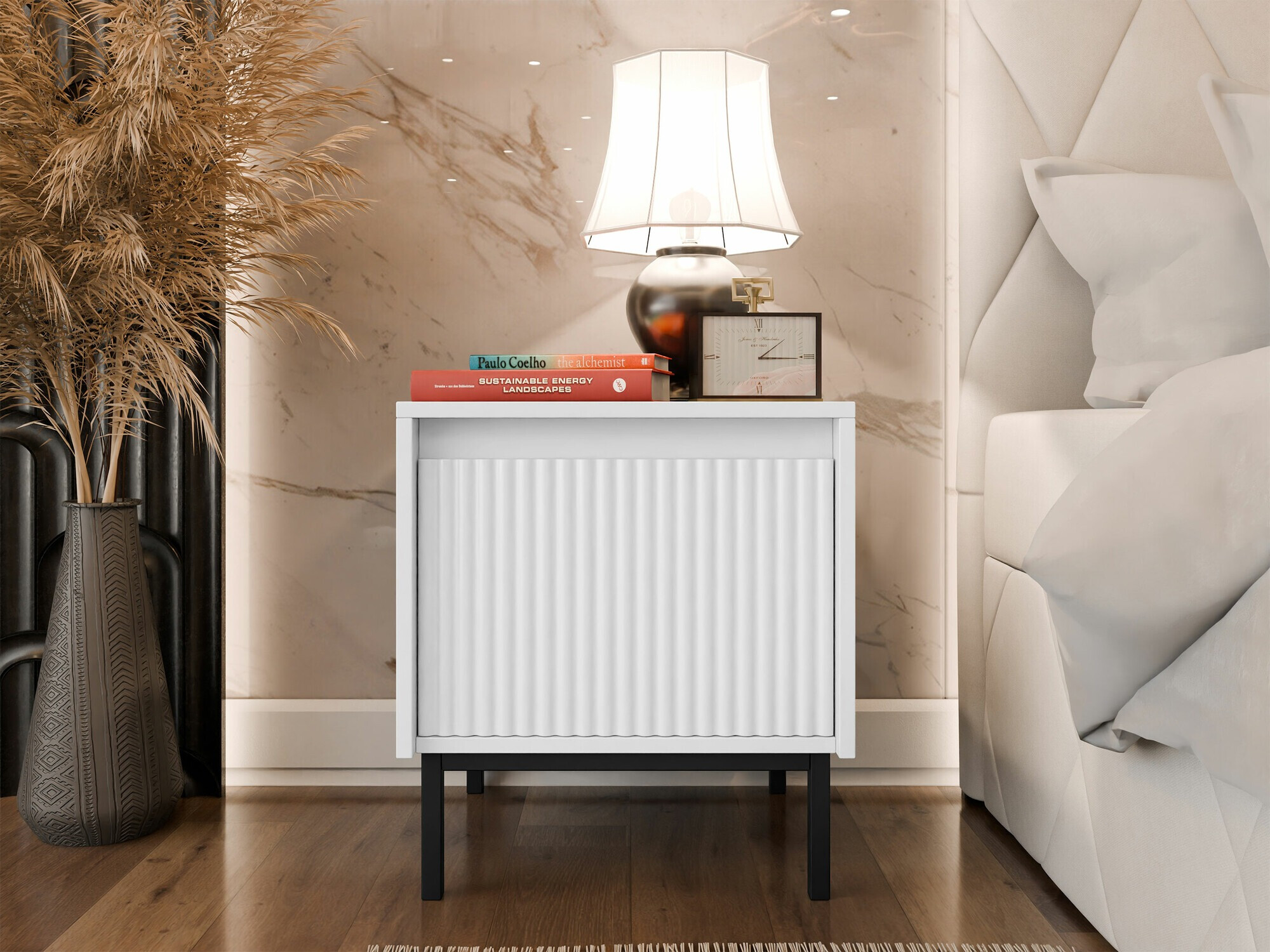 Mesa de cabeceira Comfivo Delruva (Branco)