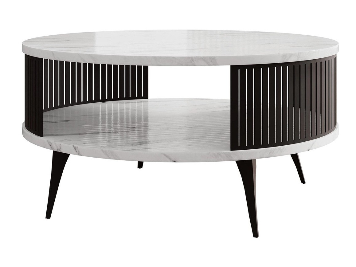 Mesa de centro Sordore 100 (Preto + Marmore branco)