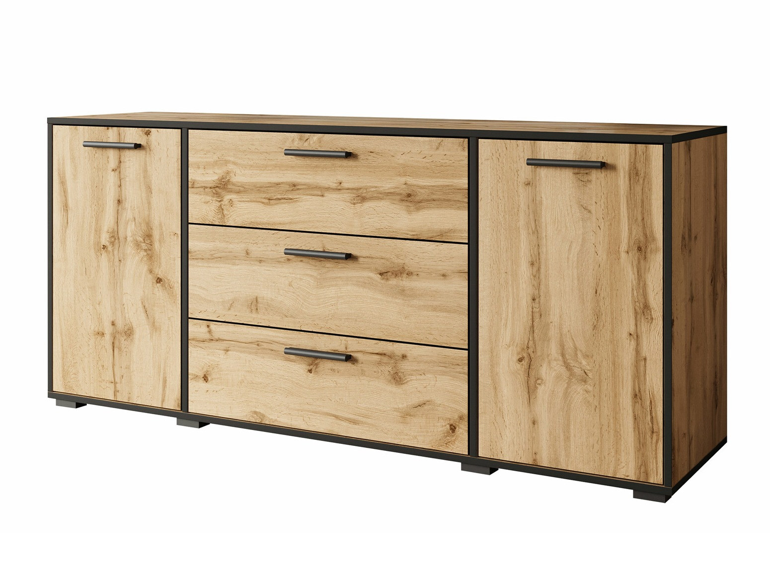 Cómoda Sarasota 174 (Preto + Carvalho wotan)