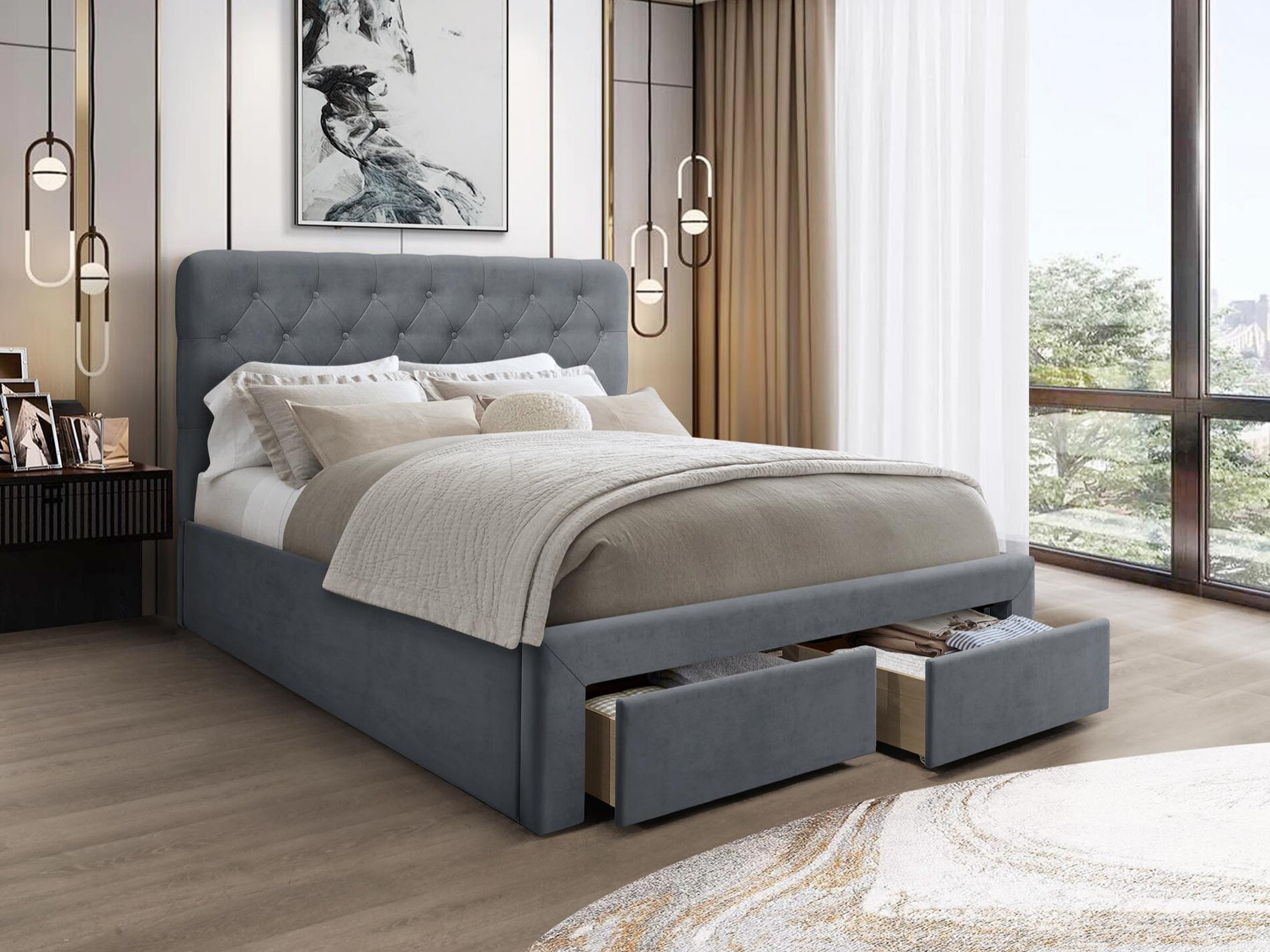 Cama Houston 1708 (Cinzento)