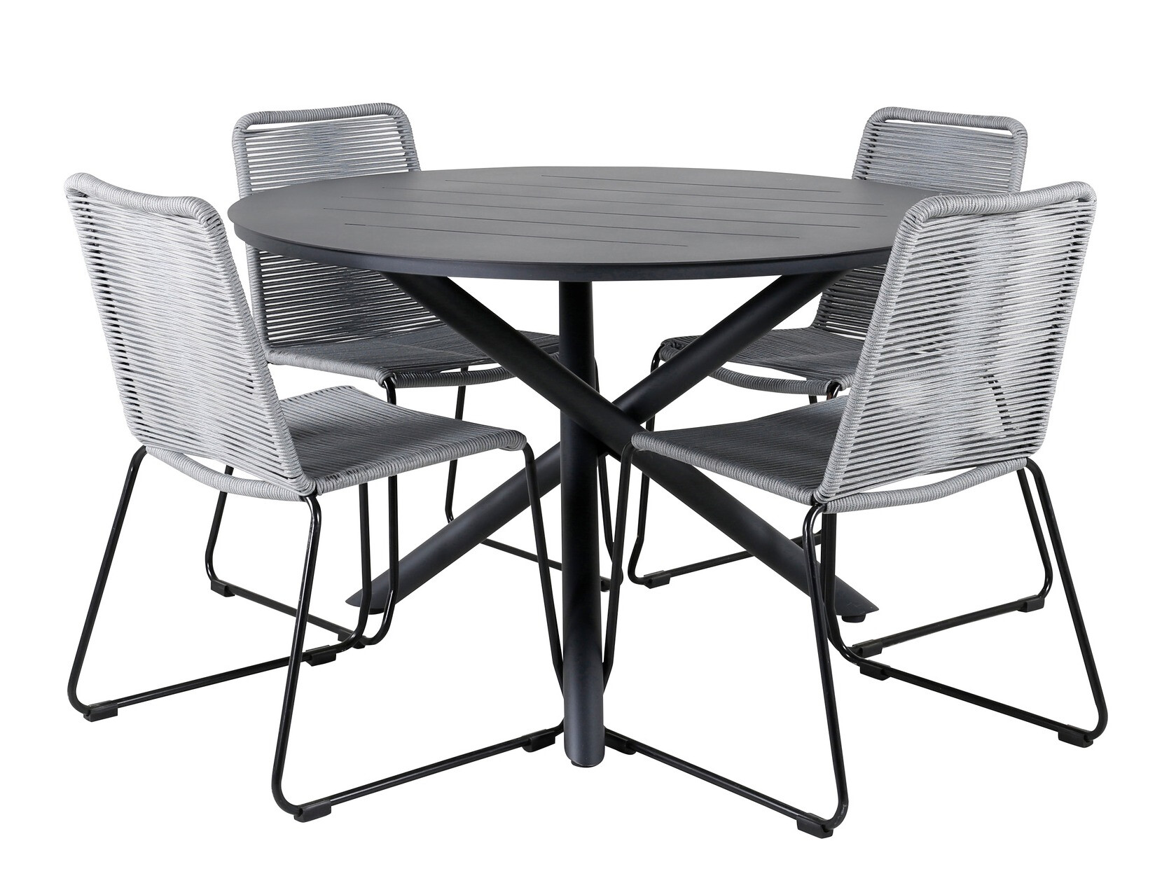 Conjunto de mesa e cadeiras Dallas 3728 (Cinzento + Preto)