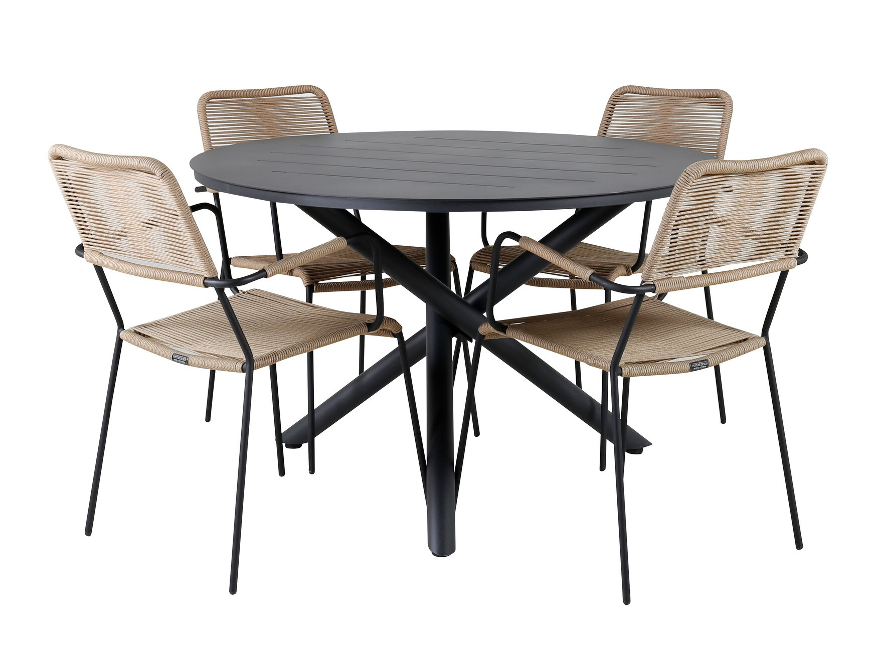 Conjunto de mesa e cadeiras Dallas 3729 (Castanho claro + Preto)