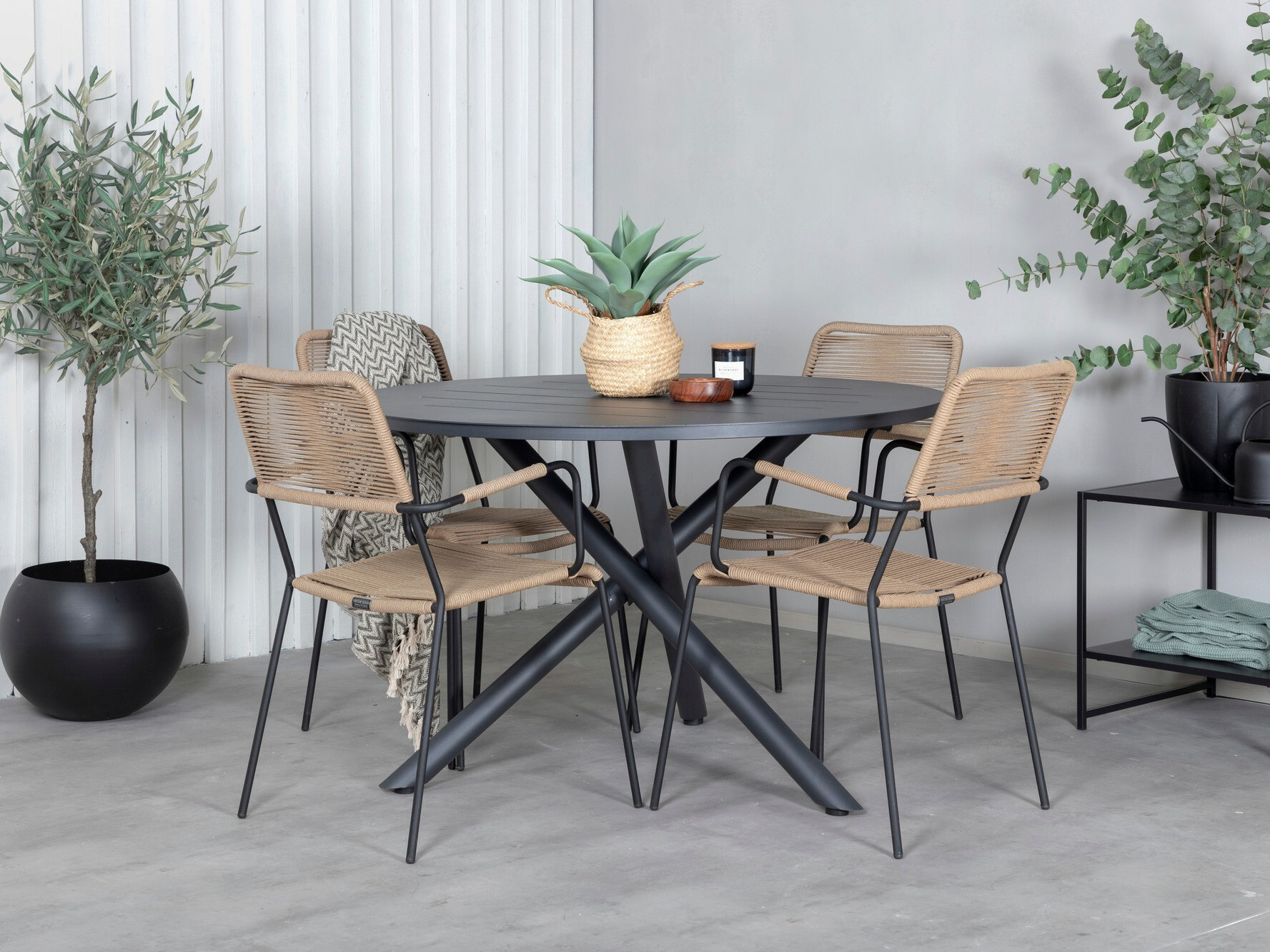 Conjunto de mesa e cadeiras Dallas 3729 (Castanho claro + Preto)