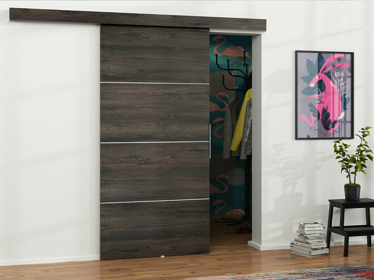 Porta de correr Dover 146 (Madeira de freixo escura)