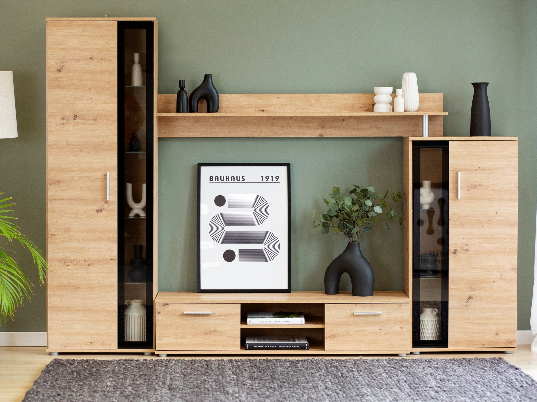 Conjunto para sala de estar Bristol 202 (Carvalho Artisan)