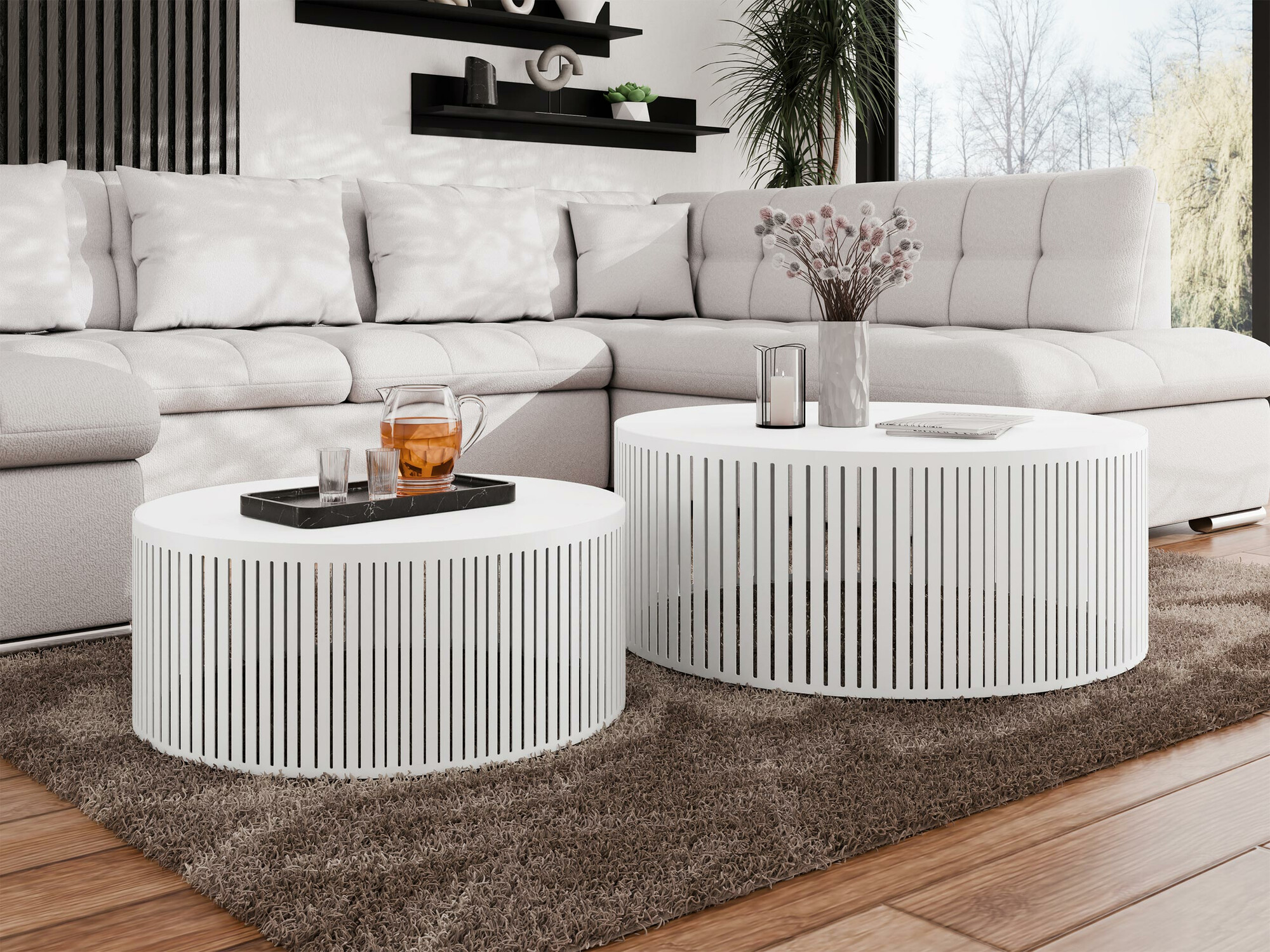 Conjunto de mesa de centro Prunis (Branco)