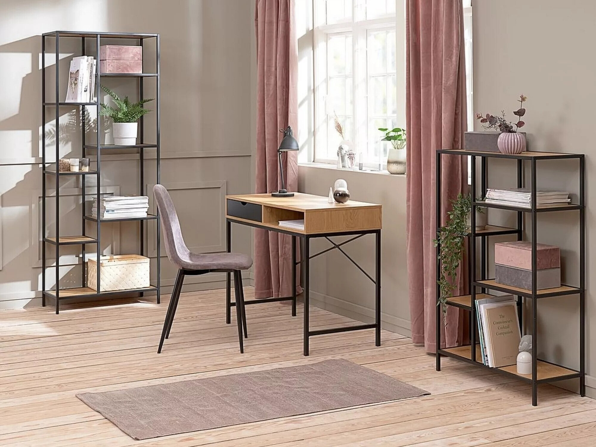 Estante Detroit 166 (Preto + Carvalho)