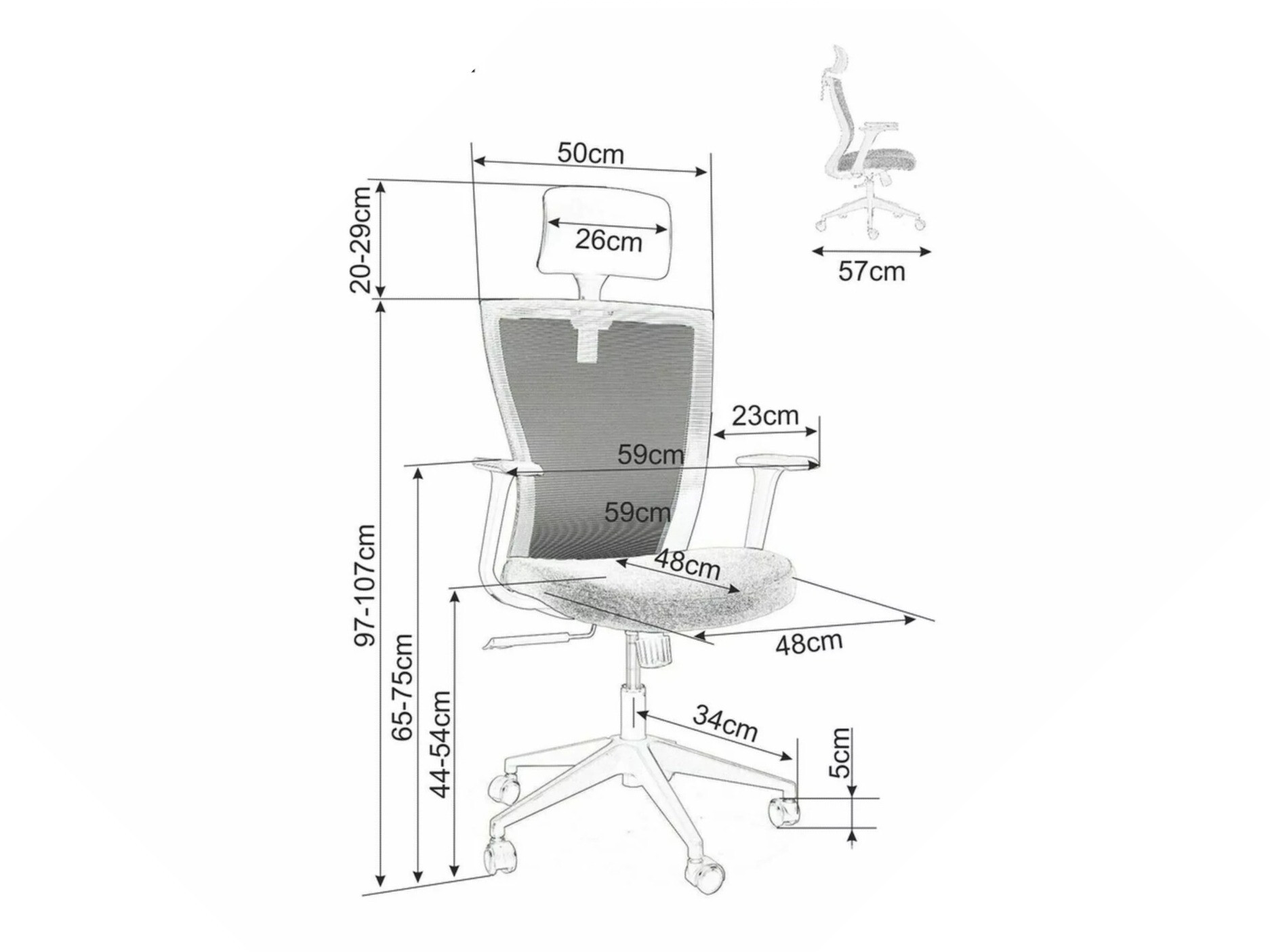 Cadeira de escritório Detroit 270 (Preto + Cinzento)