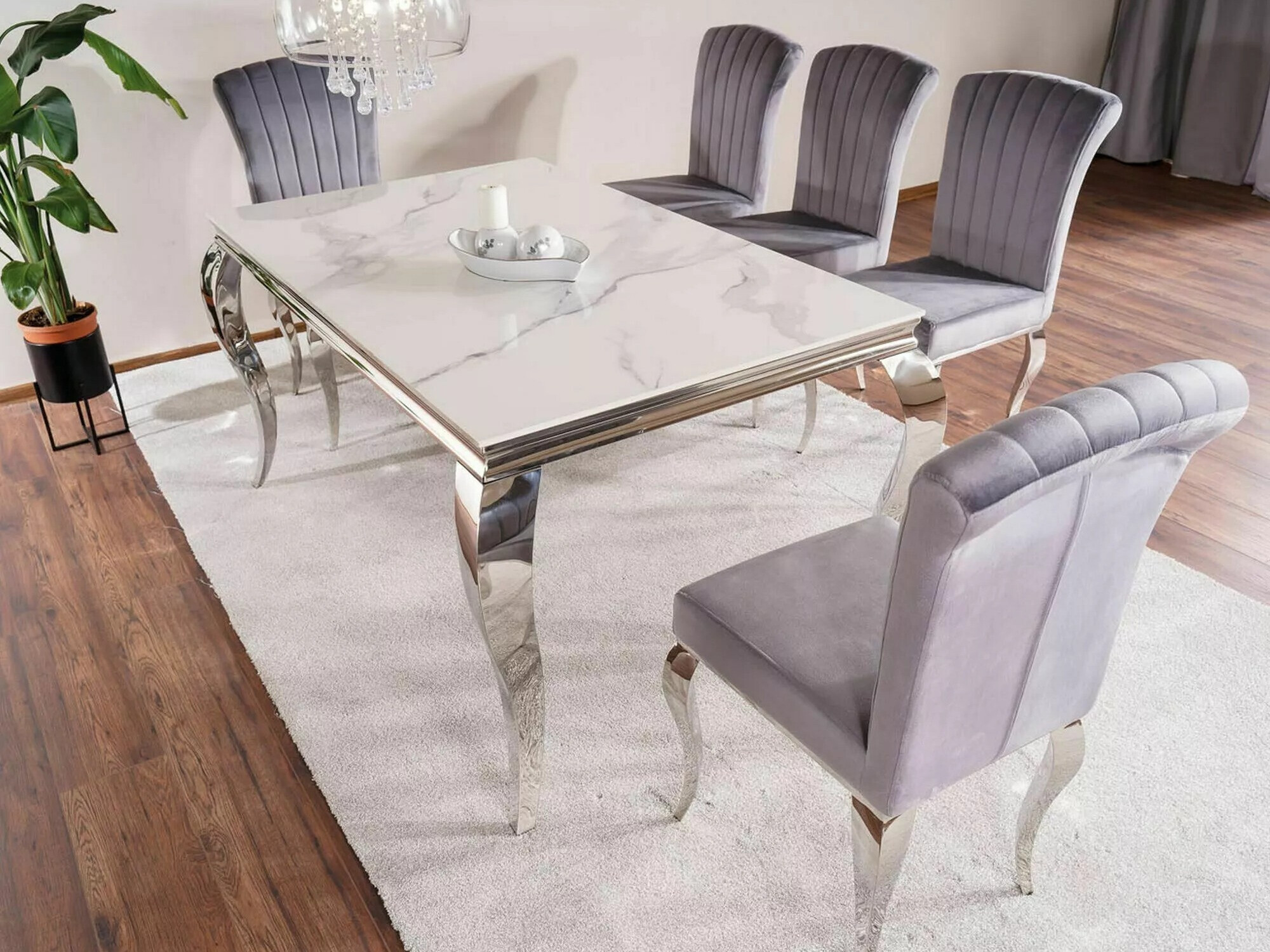 Mesa Detroit 323 (Prata + Marmore branco)