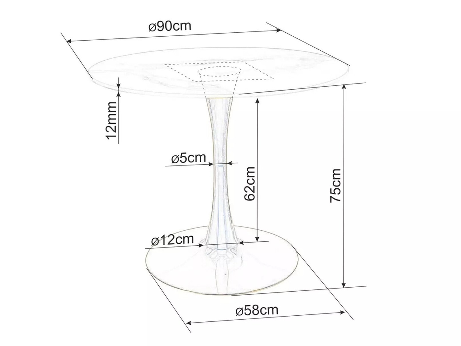 Mesa Detroit 378 (Marmore branco + Branco)