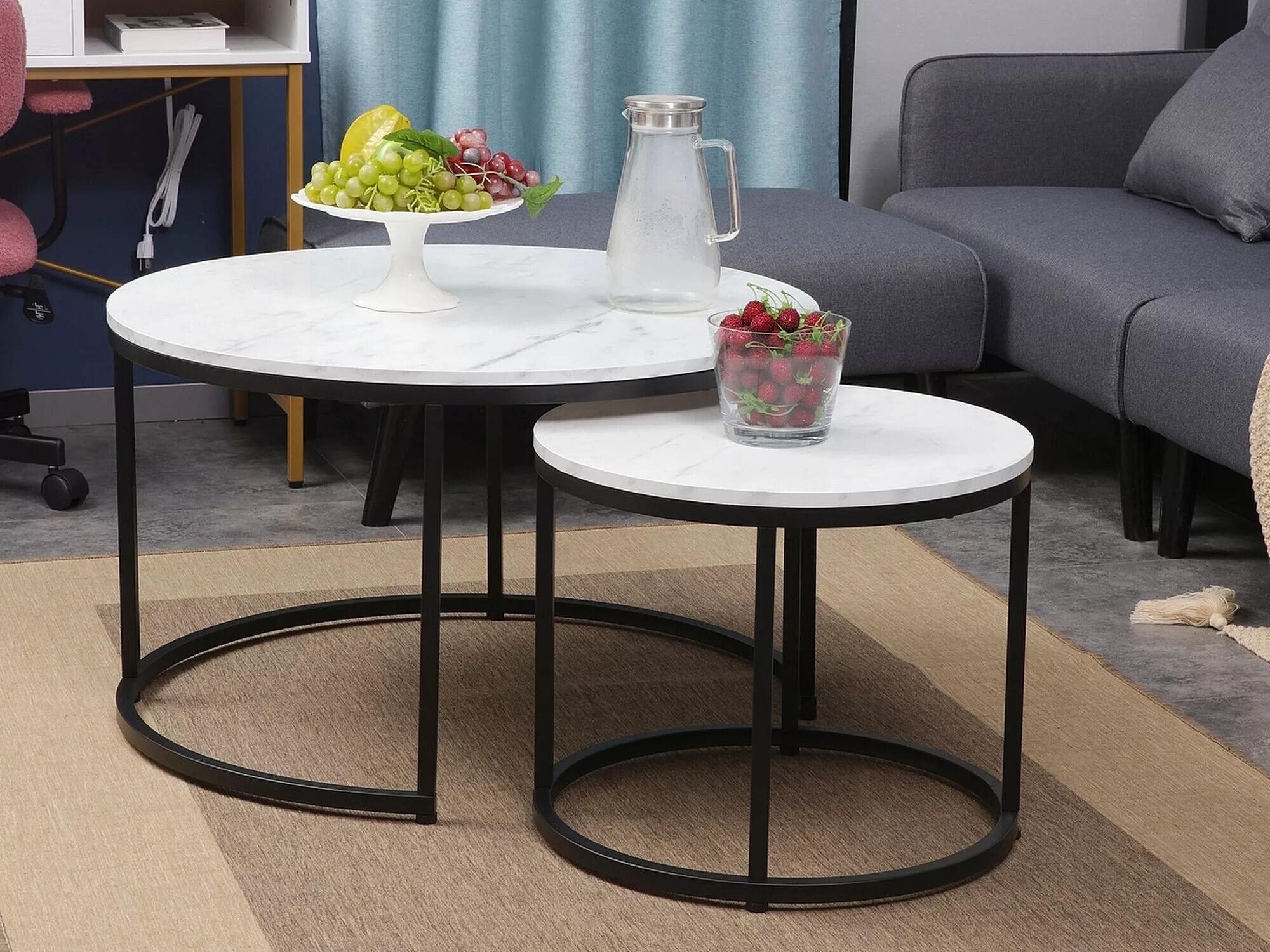 Conjunto de mesa de centro Detroit 397 (Marmore branco)