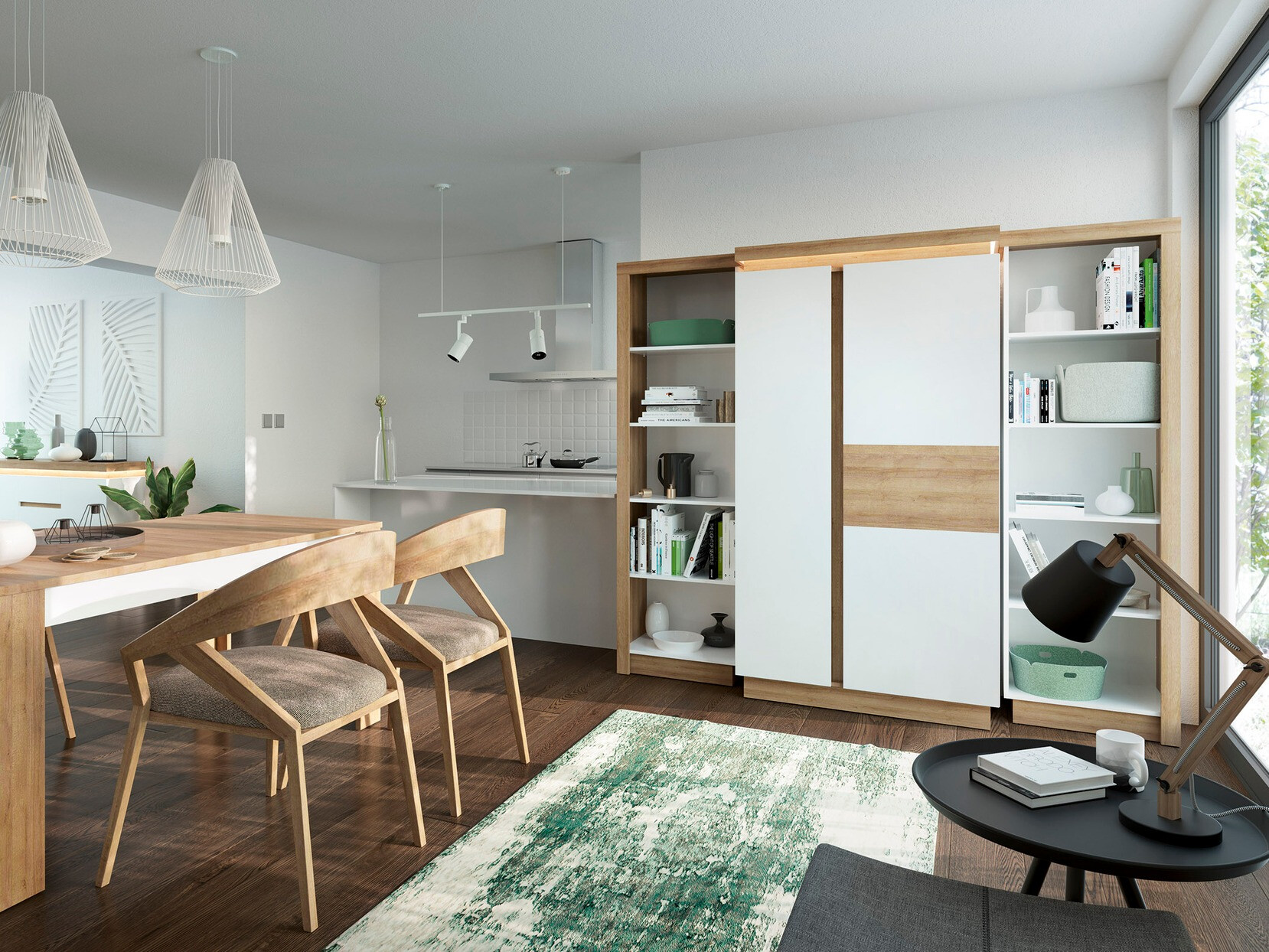Estante Feldeli 129 (Branco + Carvalho)