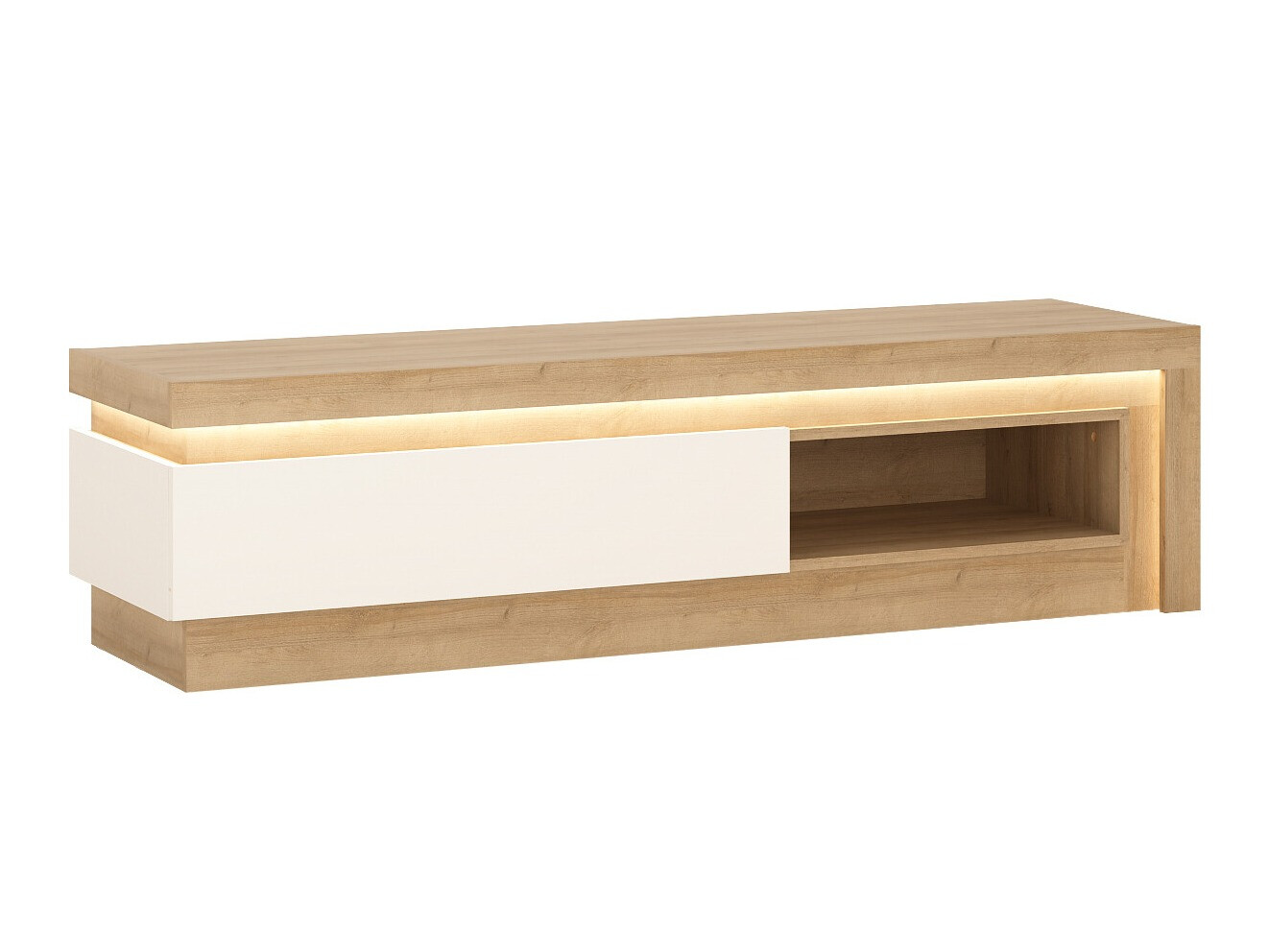 Móvel de TV Feldeli 102 (Riviera carvalho + Branco brilhante)