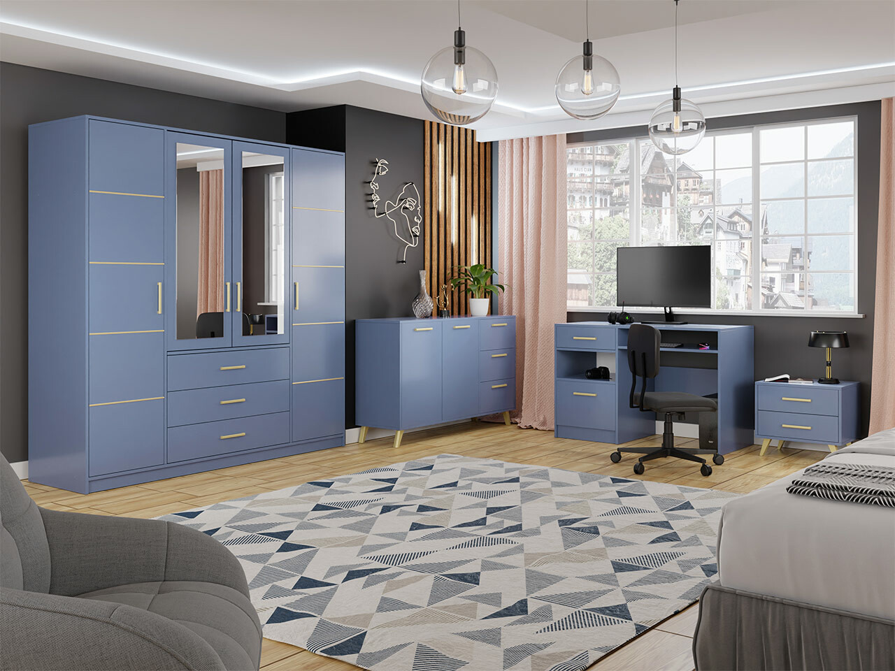 Conjunto de mobiliário Delbalo 106 (Azul)