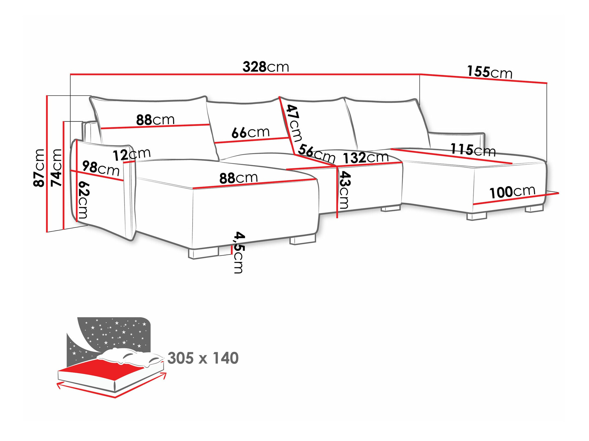 Sofá de canto Columbus 218 (Soul 1)