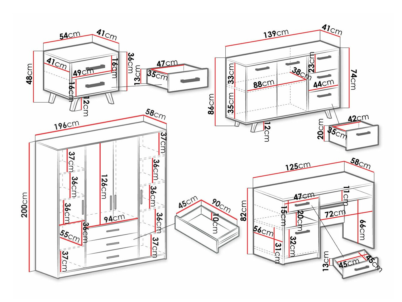 Conjunto de mobiliário Delbalo 106 (Azul)