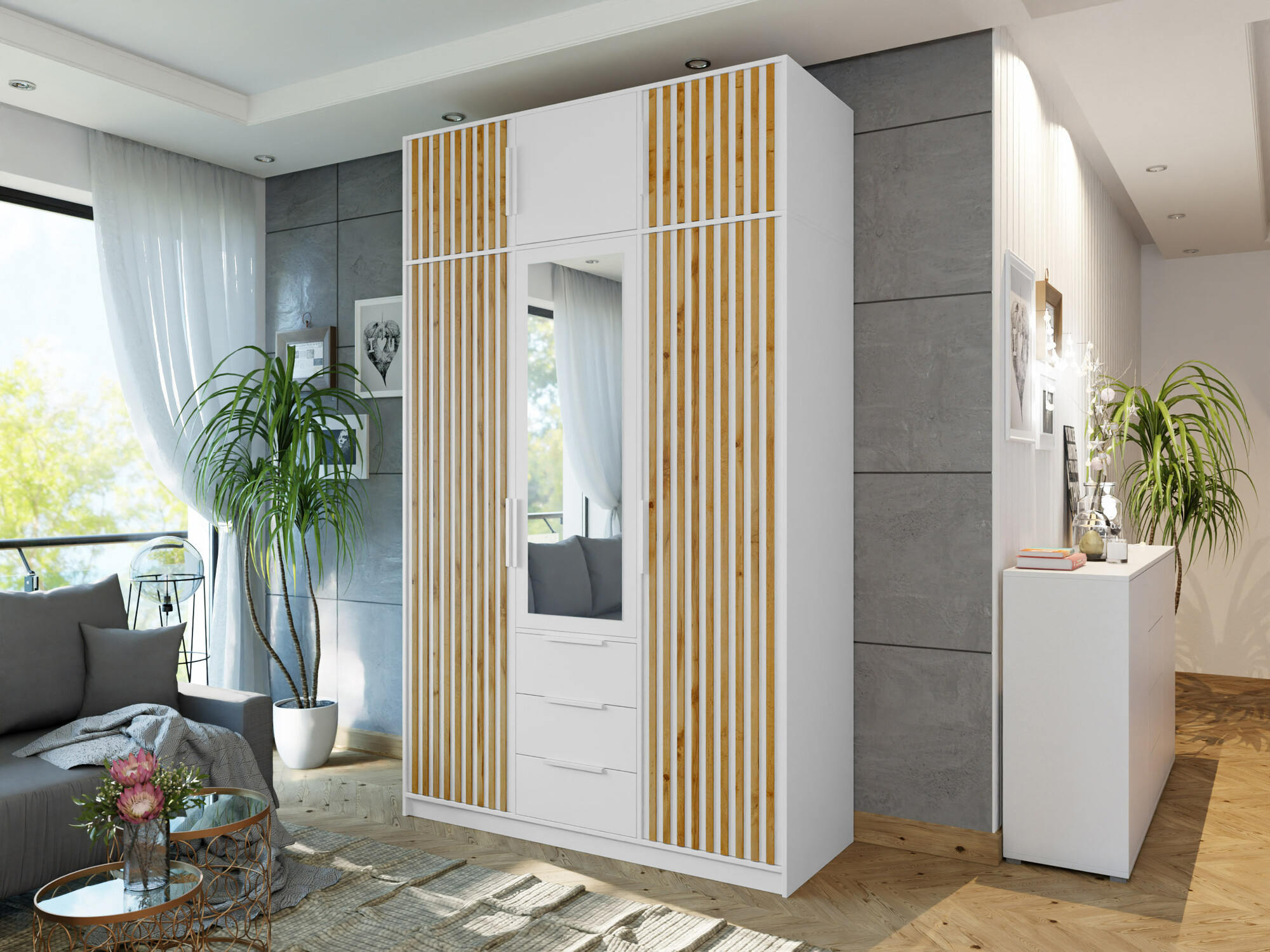 Roupeiro Enolevo 106 (Branco + Carvalho wotan)