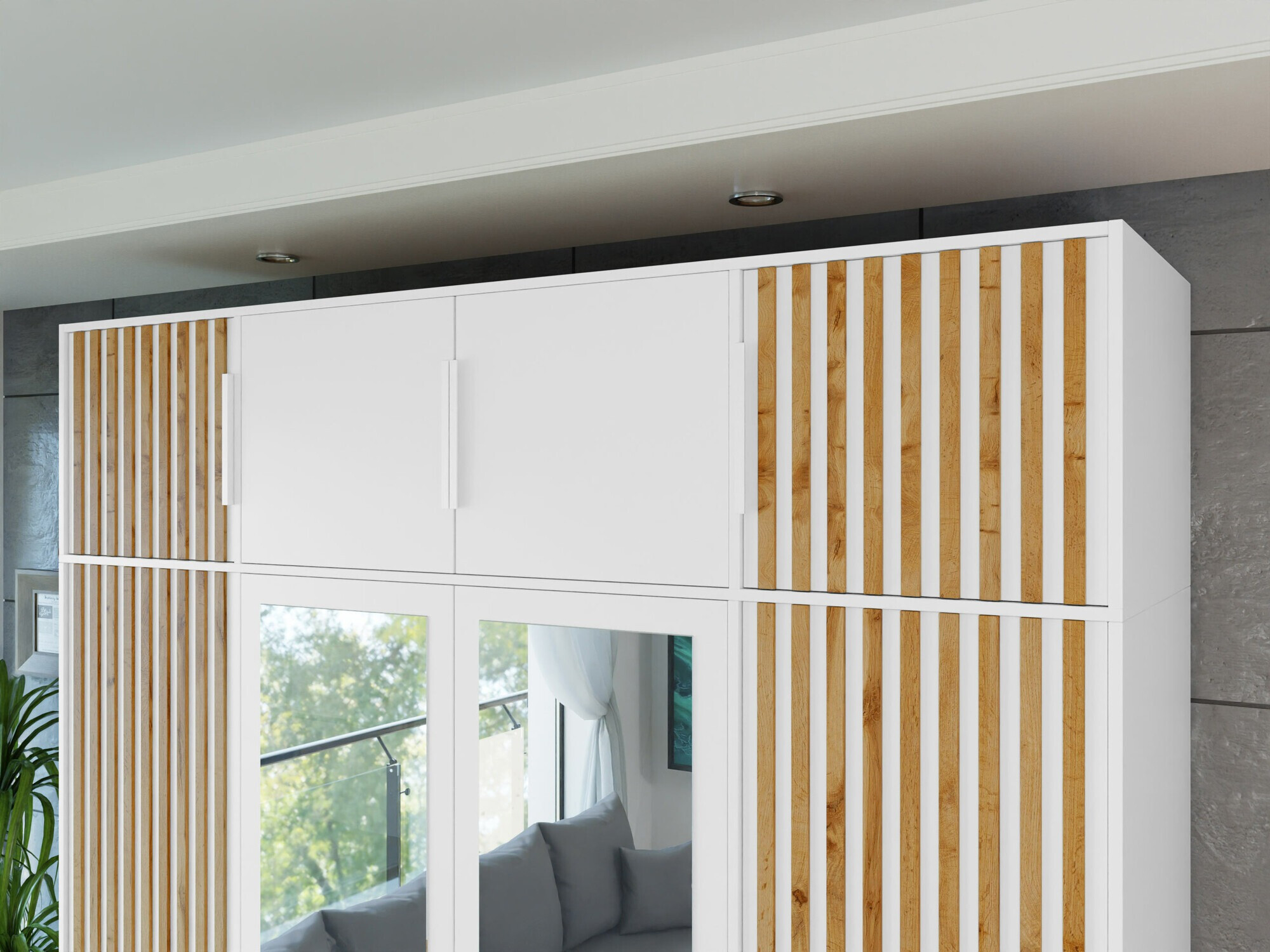 Aparador Collis II (Branco + Carvalho wotan)