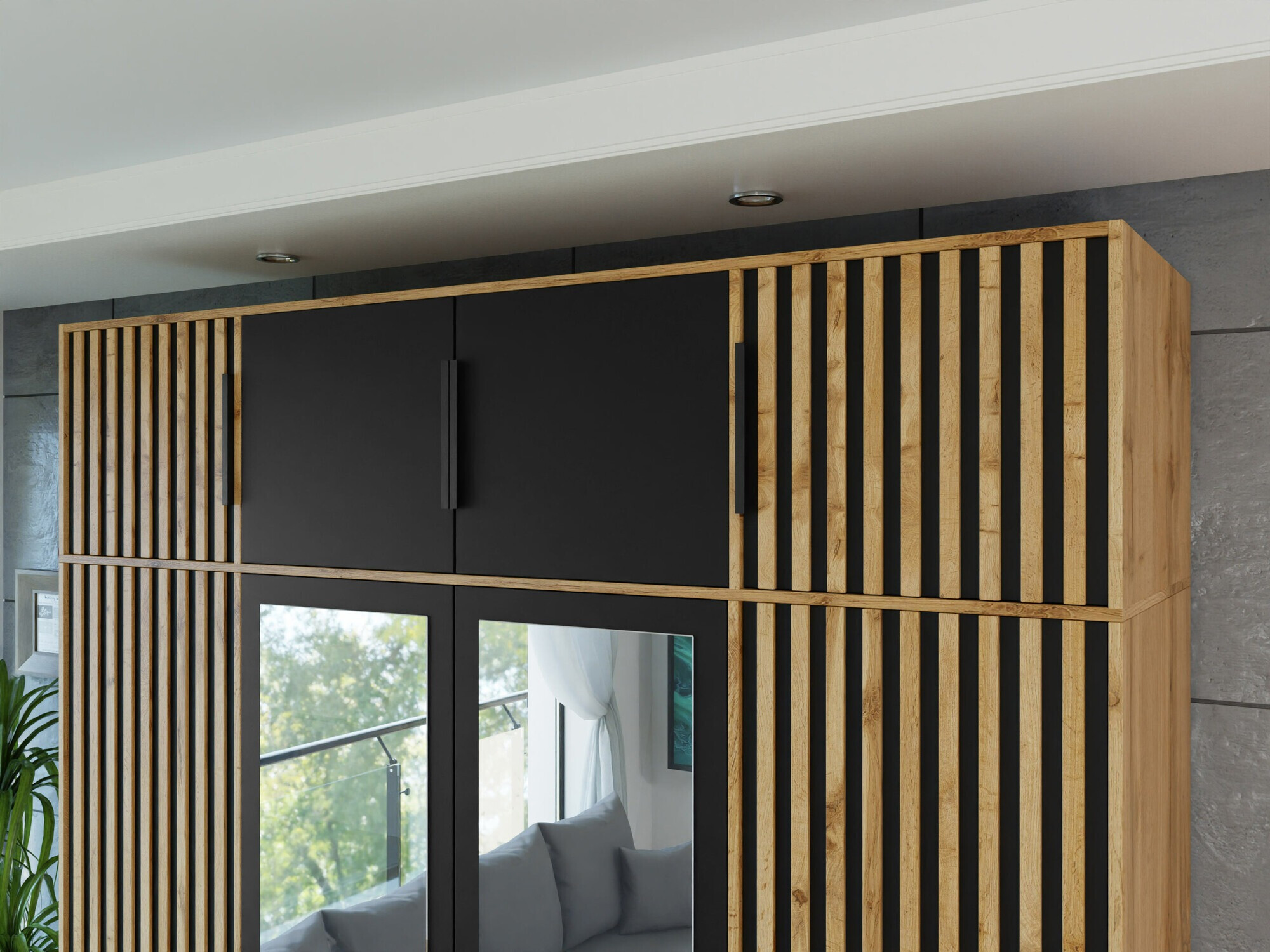 Aparador Collis II (Carvalho wotan + Preto)