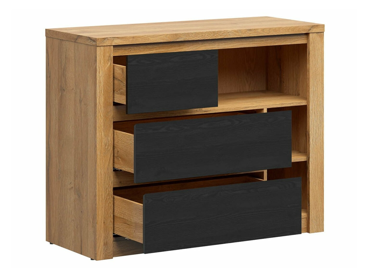 Cómoda Boston 642 (Carvalho + Carvalho preto)