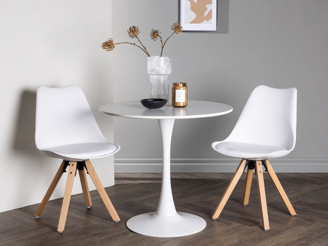 Conjunto para refeições Dallas 4467 (Branco + Madeira clara)