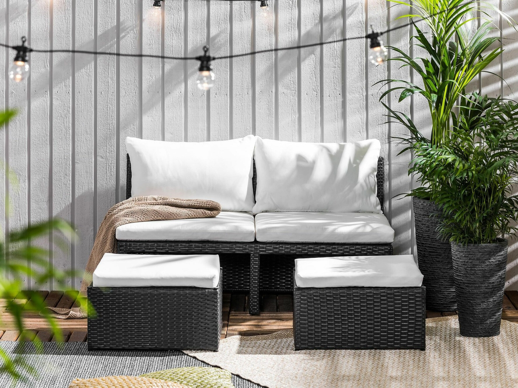 Sofá para o exterior Comfort Garden 1560 (Branco + Preto)
