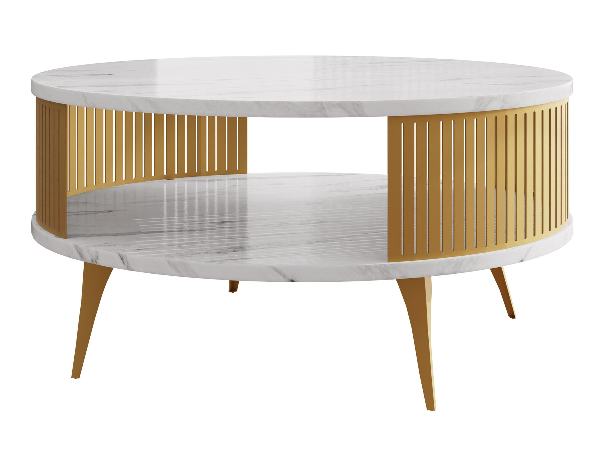 Mesa de centro Sordore 101 (Dourado + Marmore branco)