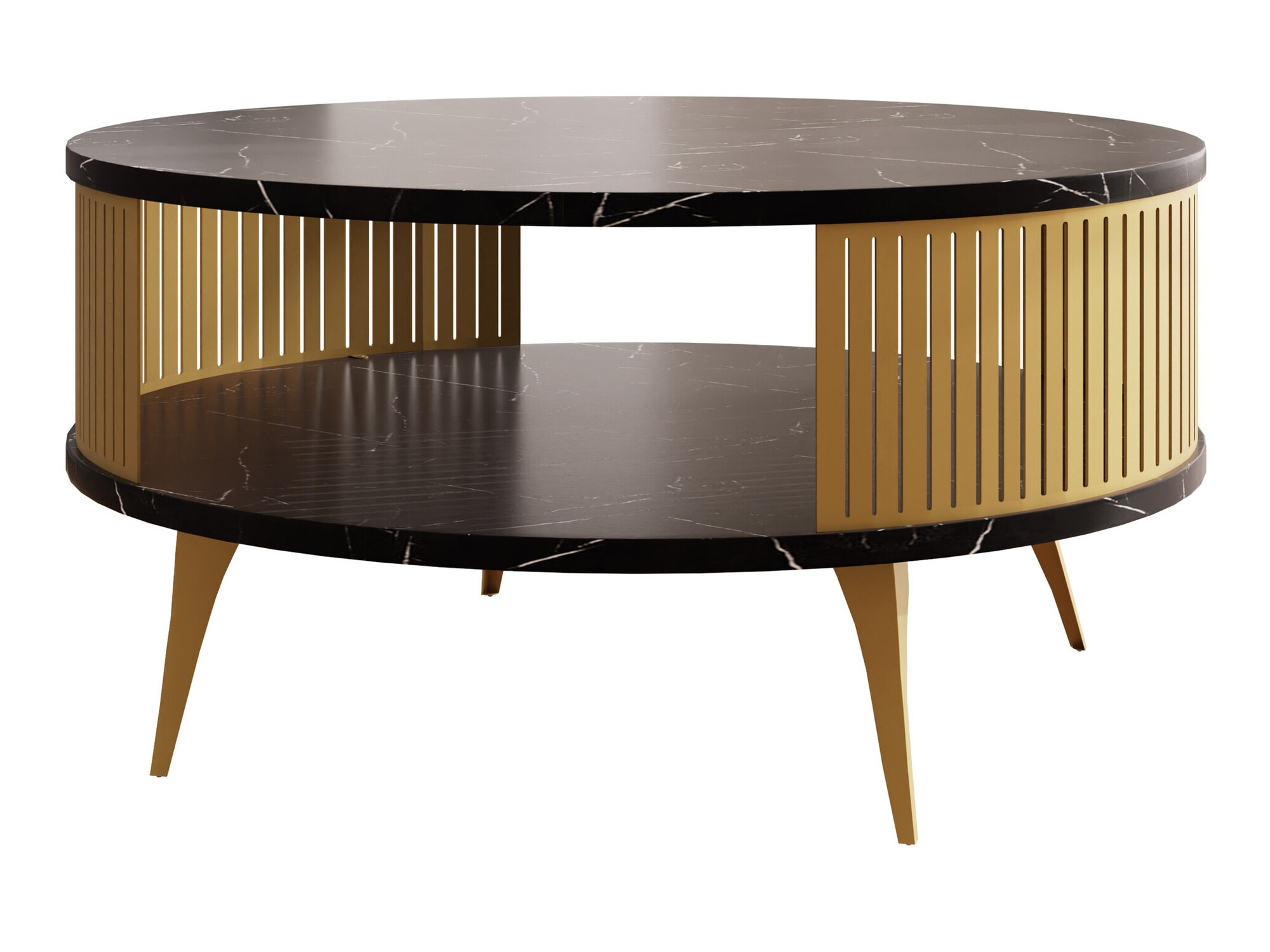 Mesa de centro Sordore 101 (Dourado + Mármore preto)