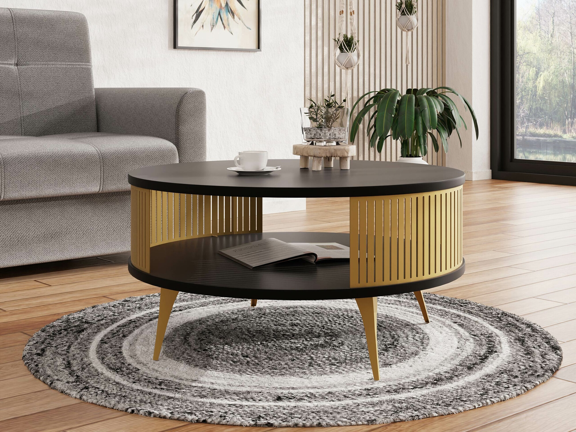Mesa para revistas Sordore 101 (Dourado + Preto)